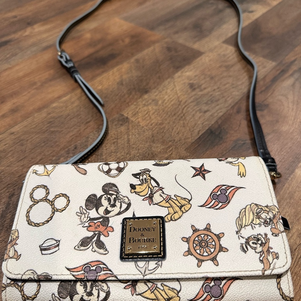 Dooney & Bourke Cream and Black Crossbody Bag with Nautical Disney Design
